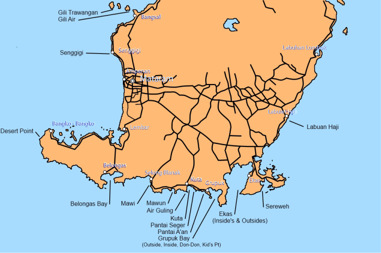 Surf Map South Lombok